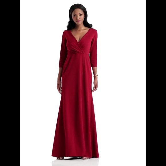 After six 6797 3/4 sleeve crepe gown - Picture 1 of 6